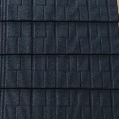 A sophisticated black stone coated metal roof